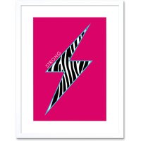 Artery8 Wall Art Print Pink Zebra Strong Framed in White | Size: W7" x H9"