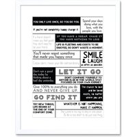 Artery8 Wall Art Print Motivational Manifesto Advice Typography Grid Framed in White | Size: W7" x H9"