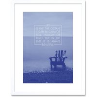 Artery8 Wall Art Print Quote Life Ocean Sea Framed in White | Size: W7" x H9"