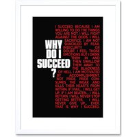 Artery8 Wall Art Print Sports Motivational Succeed Red Framed in White | Size: W7" x H9"