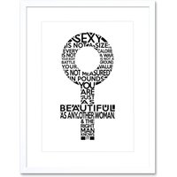 Artery8 Wall Art Print Woman Sexy not a Size Symbol Framed in White | Size: W7" x H9"