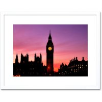 Artery8 Wall Art Print Big Ben Clock London Framed in White | Size: W7" x H9"