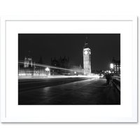 Artery8 Wall Art Print Chankov Westminster Big Ben London Framed in White | Size: W7" x H9"