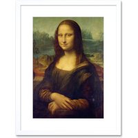 Artery8 Wall Art Print Da Vinci Mona Lisa Framed in White | Size: W7" x H9"