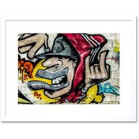 Artery8 Wall Art Print Graffiti Guy Dude Street Art Framed in White | Size: W7" x H9"