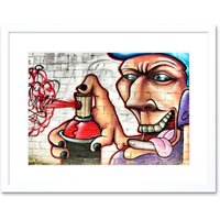 Artery8 Wall Art Print Graffiti Tagger Spray Can Framed in White | Size: W7" x H9"