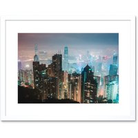 Artery8 Wall Art Print Haimerl Victoria Peak Hong Kong City Framed in White | Size: W7" x H9"