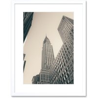 Artery8 Wall Art Print Lextrait Chrysler Building NY BW Framed in White | Size: W7" x H9"