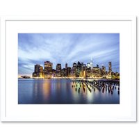 Artery8 Wall Art Print Luddy New York City USA Cityscape Framed in White | Size: W7" x H9"