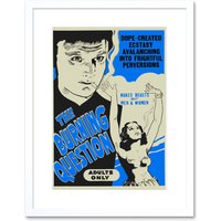 Artery8 Wall Art Print Burning Question Reefer Madness Blue Vintage Advertising Framed in White | Size: W7" x H9"