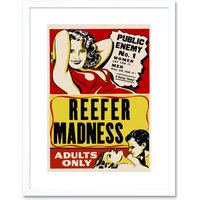 Artery8 Wall Art Print Reefer Madness Vintage Movie Advertising Framed in White | Size: W7" x H9"