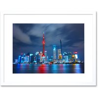Artery8 Wall Art Print Yang Shanghai City China Skyline Framed in White | Size: W7" x H9"