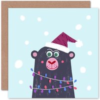 Artery8 Lights Cute Animal Bear Christmas Card