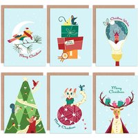 Artery8 Festive Cute & Quirky Christmas Greeting Cards With Envelopes Pack of 6 in Baby Blue
