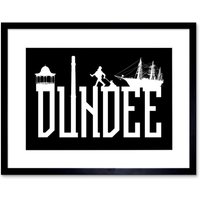 Artery8 Wall Art Print Dundee Typography Silhouettes Framed 9X7 in Black | Size: W7" x H9"