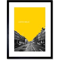 Artery8 Wall Art Print Edinburgh Leith Walk Yellow Framed 9X7 in Black | Size: W7" x H9"