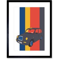 Artery8 Wall Art Print Edinburgh Transport Taxi Framed 9X7 in Black | Size: W7" x H9"