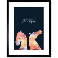 Artery8 Wall Art Print Marble Kelpies Falkirk Scotland Framed 9X7 in Black | Size: W7" x H9"