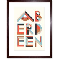 Artery8 Wall Art Print Aberdeen Colourful Word Art Framed 9X7 in Brown | Size: W7" x H9"