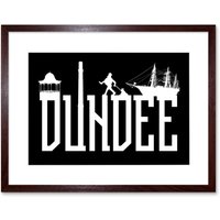 Artery8 Wall Art Print Dundee Typography Silhouettes Framed 9X7 in Brown | Size: W7" x H9"