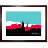 Artery8 Wall Art Print Edinburgh Bright Cityscape Framed 9X7 in Brown | Size: W7" x H9"