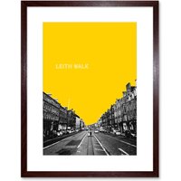 Artery8 Wall Art Print Edinburgh Leith Walk Yellow Framed 9X7 in Brown | Size: W7" x H9"