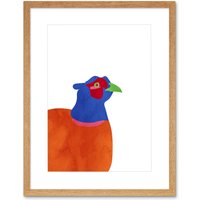 Artery8 Wall Art Print Bright Pheasant Bird Framed 9X7 in Beige | Size: W7" x H9"