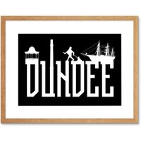 Artery8 Wall Art Print Dundee Typography Silhouettes Framed 9X7 in Beige | Size: W7" x H9"