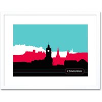 Artery8 Wall Art Print Edinburgh Bright Cityscape Framed 9X7 in White | Size: W7" x H9"