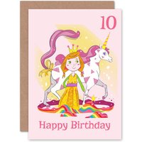 Artery8 Unicorn Princess Magic 10th Birthday Greetings Card in Pink