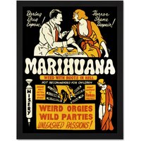 Artery8 Wall Art Print Political Drug Abuse Marijuana Weed Weird Cool Large Framed Wall Décor Art in Black | Size: W18" x H24"