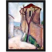 Artery8 Wall Art Print Amedeo Modigliani Tree House Old Master Large Framed Wall Décor Art in Black | Size: W18" x H24"