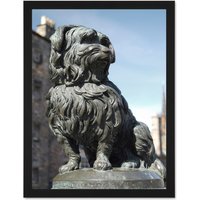 Artery8 Wall Art Print Landmark Edinburgh Scotland Greyfriars Bobby Skye Terrier Art Large Framed Wall Décor Art in Brown | Size: W18" x H24"