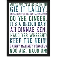 Artery8 Wall Art Print Scottish Sayings Phrases Scotland Typography Picture Art Large Framed Wall Dรฉcor Art in Brown | Size: W18" x H24"