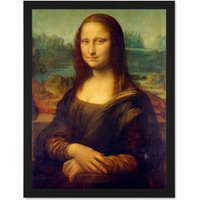 Artery8 Wall Art Print Da Vinci Mona Lisa Large Framed Wall Dรฉcor Art in Brown | Size: W18" x H24"