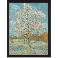 Artery8 Wall Art Print Van Gogh The Pink Peach Tree Large Framed Wall Dรฉcor Art in Light Oak | Size: W18" x H24"