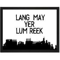 Artery8 Wall Art Print Lang May Yer Lum Reek Chimney Scotland Smoke Saying Scottish Large Framed Wall Décor Art in White | Size: W18" x H24"