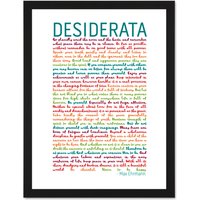 Artery8 Wall Art Print Desiderata Rainbow Words Ehrmann Typography Large Framed Wall Dรฉcor Art in White | Size: W18" x H24"