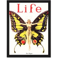 Artery8 Wall Art Print Magazine 1922 Life Butterfly Dancer Art Large Framed Wall Dรฉcor Art in White | Size: W18" x H24"