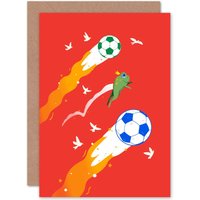 Artery8 Football Soccer Frog Greetings Card in Red