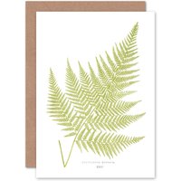 Artery8 Wildflower Bontanical Fern Polypodium Eppusum Greetings Card in Green