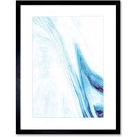 Artery8 Wall Art Print Abstract Blue Watercolour Waves Art Framed 9x7 inch in Black | Size: W7" x H9"
