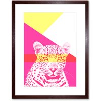 Artery8 Wall Art Print Bold Animals Pink Leopard Art Framed 9x7 inch in Brown | Size: W7" x H9"