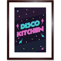 Artery8 Wall Art Print Disco Kitchen 80s Art Framed 9x7 inch in Brown | Size: W7" x H9"