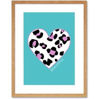 Artery8 Wall Art Print Leopard Blue & Purple Solid Beautiful Art Framed 9x7 inch in Beige | Size: W7" x H9"