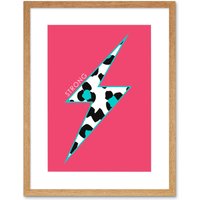 Artery8 Wall Art Print Pink Teal Leopard Strong Art Framed 9x7 inch in Beige | Size: W7" x H9"