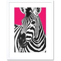 Artery8 Wall Art Print Close up Beasties Zebra Art Framed 9x7 inch in White | Size: W7" x H9"