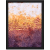 Artery8 Wall Art Print Abstract Purple Yellow Gold Watercolour Large Large Framed Wall Décor Art in White | Size: W18" x H24"