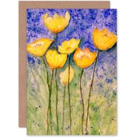 Artery8 Flower Yellow Tulips Greetings Card