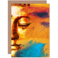 Artery8 Buddha Face Gold Collage Greetings Card